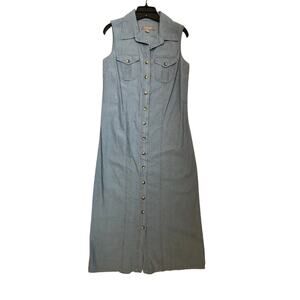 Croft & Barrow Denim Shirt Dress Women Size 6 Front Button Sleeveless
